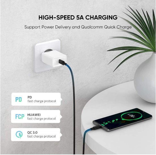 Cáp sạc, dữ liệu USB Type-C to Type-C dài 1M bọc dù hỗ trợ PD 100W Ugreen 70427 cao cấp